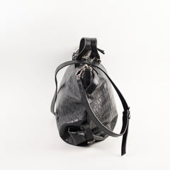 Saint Laurent Croc Embossed Tote Black
