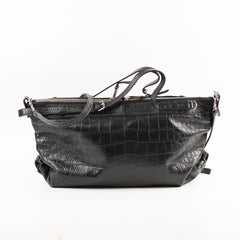 Saint Laurent Croc Embossed Tote Black