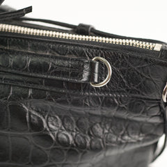 Saint Laurent Croc Embossed Tote Black