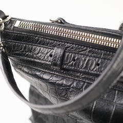 Saint Laurent Croc Embossed Tote Black