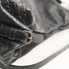 Saint Laurent Croc Embossed Tote Black
