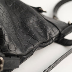 Saint Laurent Croc Embossed Tote Black