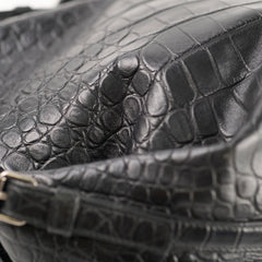 Saint Laurent Croc Embossed Tote Black