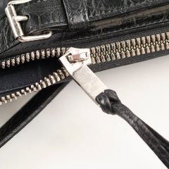 Saint Laurent Croc Embossed Tote Black