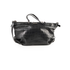 Saint Laurent Croc Embossed Tote Black