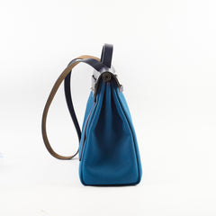 Hermes Herbag 39 Blue Indigo Retourne D stamp 2019