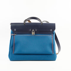Hermes Herbag 39 Blue Indigo Retourne D stamp 2019