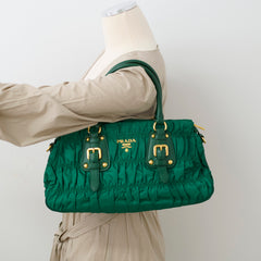 Prada Tessuto Gaufre Larice Tote Green