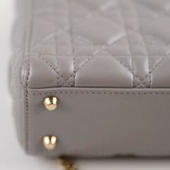 Christian Dior Lady Dior Mini Lambskin Grey Metallic