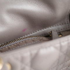 Christian Dior Lady Dior Mini Lambskin Grey Metallic