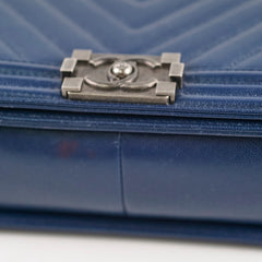 Chanel Boy Old Medium Chevron Navy Caviar (24 Series)