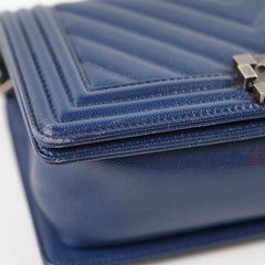 Chanel Boy Old Medium Chevron Navy Caviar (24 Series)