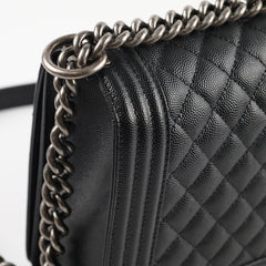 Chanel Caviar New Medium Boy Bag Black Micorchip