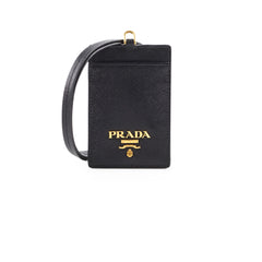 Prada Card Lanyard Saffiano Black