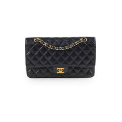 Chanel Medium/Large Caviar Classic Double Flap GHW Black