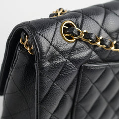 Chanel Medium/Large Caviar Classic Double Flap GHW Black