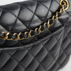 Chanel Medium/Large Caviar Classic Double Flap GHW Black