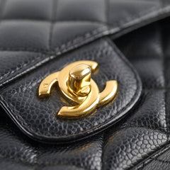 Chanel Medium/Large Caviar Classic Double Flap GHW Black