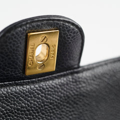 Chanel Medium/Large Caviar Classic Double Flap GHW Black