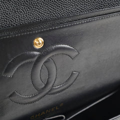 Chanel Medium/Large Caviar Classic Double Flap GHW Black