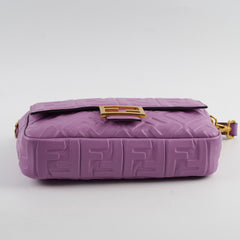 Fendi FF Baguette Purple Lambskin Leather Medium