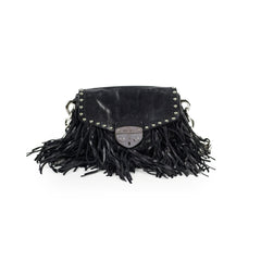 Prada Fringe Tassel Shoulder Bag Black