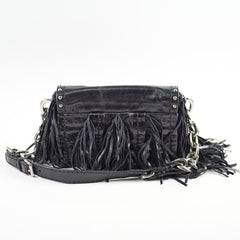 Prada Fringe Tassel Shoulder Bag Black