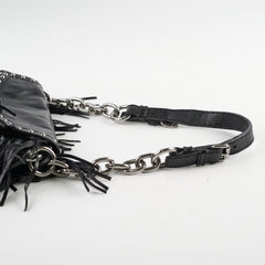 Prada Fringe Tassel Shoulder Bag Black