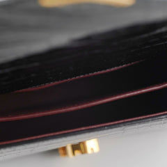 Saint Laurent Cassandre Mini Top Handle Croc Embossed Black