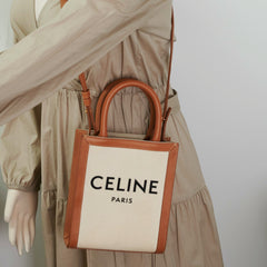 ITEM 13 - Celine Mini Vertical Cabas Canvas Logo Tote