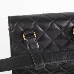 Chanel Vintage Square Mini Black Lambskin Belt Bag Size 70