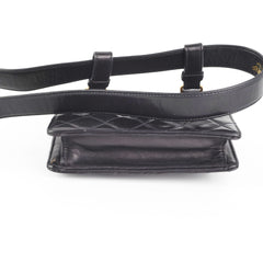 Chanel Vintage Square Mini Black Lambskin Belt Bag Size 70