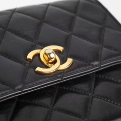 Chanel Vintage Square Mini Black Lambskin Belt Bag Size 70