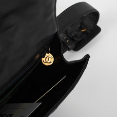 Chanel Vintage Square Mini Black Lambskin Belt Bag Size 70