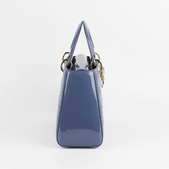 Lady Dior Medium Patent Blue/Grey