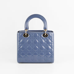 Lady Dior Medium Patent Blue/Grey