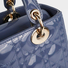 Lady Dior Medium Patent Blue/Grey