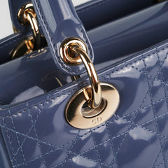 Lady Dior Medium Patent Blue/Grey