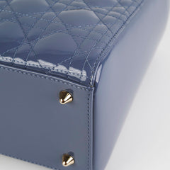 Lady Dior Medium Patent Blue/Grey