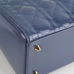 Lady Dior Medium Patent Blue/Grey