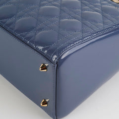 Lady Dior Medium Patent Blue/Grey