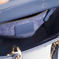 Lady Dior Medium Patent Blue/Grey