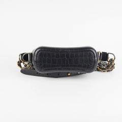 Chanel Small Gabrielle Black Croc Embossed Bag