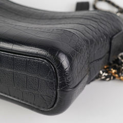 Chanel Small Gabrielle Black Croc Embossed Bag