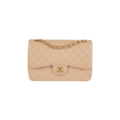 Chanel Classic Double Flap Jumbo Beige Caviar Bag