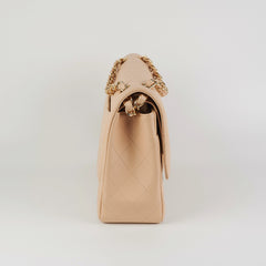 Chanel Classic Double Flap Jumbo Beige Caviar Bag