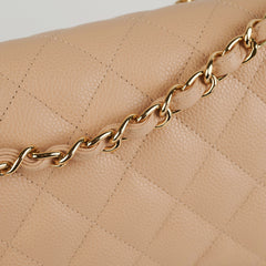 Chanel Classic Double Flap Jumbo Beige Caviar Bag