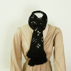 Louis Vuitton Wool Scarf Black/Metallic Silver