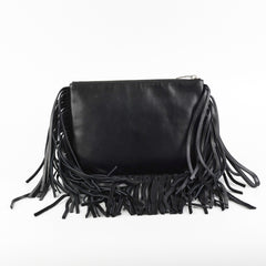 Saint Laurent Fringe Wristlet Pouch Black