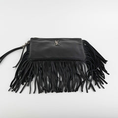 Saint Laurent Fringe Wristlet Pouch Black